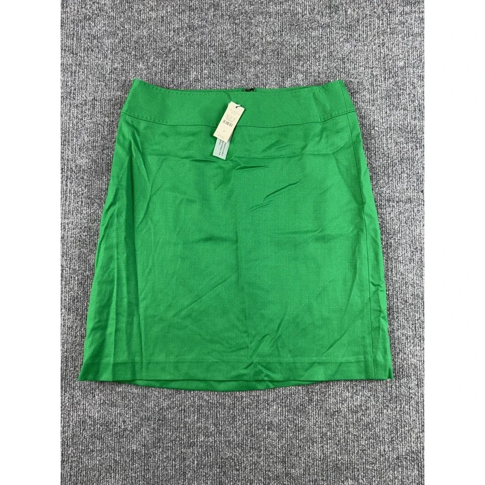 Talbots Skirt Womens 2P Green Wool Flannel Pencil Knee Length Lined Stretch Work